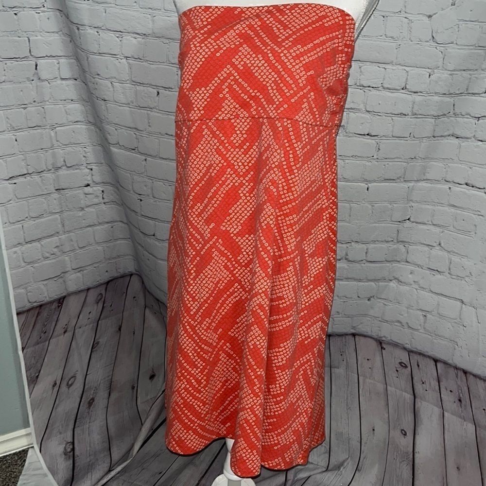 Eddie Bauer - coral and white strapless dress - XL